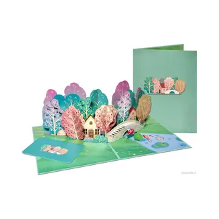 Popcards.nl Popcards Popupkaarten – Romantisch Landschap Met Huizen, Bomen En Rivier Pop-up Kaart | Verhuiskaart Valentijn Nieuwe Woning Natuur Vakantie