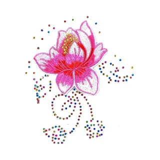 Lelie Bloem Rhinestone Strass-steentjes Strijk Applicatie 12 Cm / 14 Cm / Roze Wit Multicolor