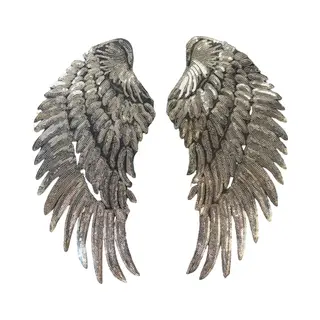 Vleugel Paillette Xxl Strijk Embleem Patch Set Zilver 16.8 Cm / 38 Cm / Zilver