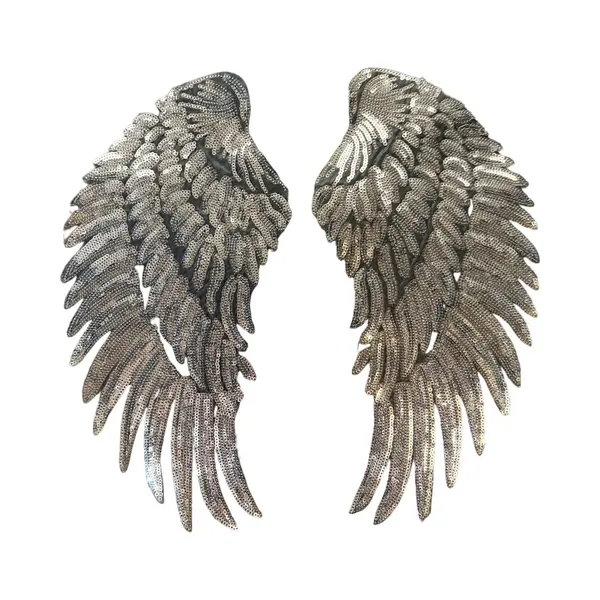 Vleugel Paillette Xxl Strijk Embleem Patch Set Zilver 16.8 Cm / 38 Cm / Zilver thumbnail