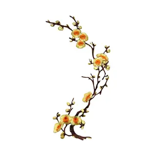 Bloesem Bloemen Tak Strijk Embleem Patch Geel 20 Cm / 28 Cm / Geel Bruin