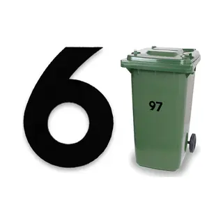 Huisnummer Kliko Sticker - Nummer 6 - Klein Zwart - Container Sticker - Afvalbak Nummer - Vuilnisbak - Brievenbus - CoverArt