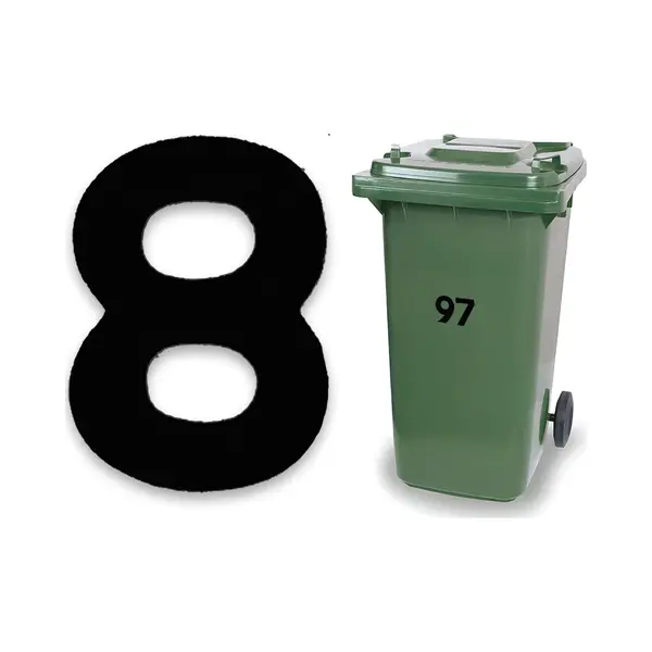 Huisnummer Kliko Sticker - Nummer 8 - Klein Zwart - Container Sticker - Afvalbak Nummer - Vuilnisbak - Brievenbus - CoverArt thumbnail