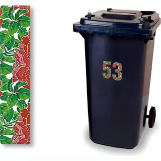 Huisnummer Kliko Sticker - Nummer 1 - Rozen - Container Sticker - Afvalbak Nummer - Vuilnisbak - Brievenbus - CoverArt