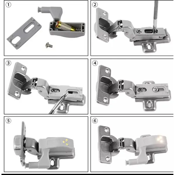 4 Keukenkastje Lamp - Scharnierlamp -keuken Deurlamp Sensor Partij Verkoop Kan- Automatisch Verlichting Op Batterij -bewegingssensor - Wit Licht - thumbnail