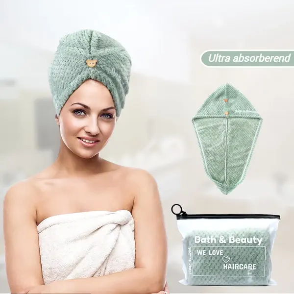 Bath & Beauty Premium Haarhanddoek | Stijl En Krullend Haar | Microvezel Handdoek Haar | Tulband | Hoofdhanddoek | Haar Handdoek | Hair Towel | thumbnail