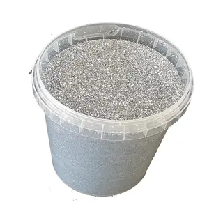 Fijne Zilverkleurige Glitters - 400 Gram In Emmer - Maat, 1/64 | 0, 6 Mm | 15 Hex