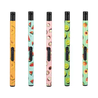 Unilite Gasaanstekers 5 Stuks - Met Fruit Print - Navulbaar - Lange Aanstekers - Aansteker - Kaars Aansteker