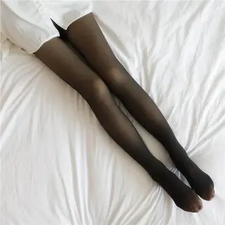 Amk´s Dames Legging Zwart - (maat Xl, 65 T/m 95 Kilo) Panty - Look Like Skin - 80 Grams Gevoerd - Fake Doorschijnend