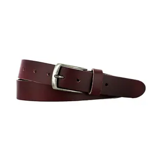 Lederriemen Leren Heren/Dames Riem | 3.5cm Breed | Riemmaat, 105cm (totale Lengte, 120cm) | 100% Echt Leer | Nikkelvrije Gesp | Kleur, Bordeaux Rood