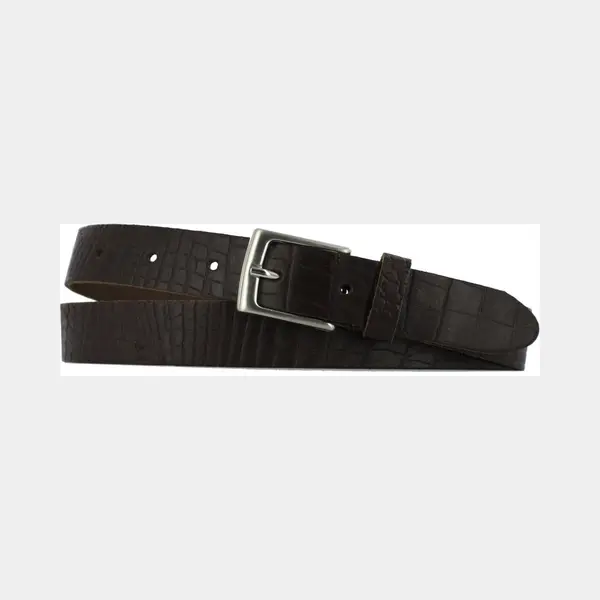 Lederriemen Leren Dames/Heren Riem Krokoprint | 3cm Breed | Riemmaat, 110cm (totale Lengte, 125cm) | 100% Echt Leer | Nikkelvrije Gesp | Kleur, Bruin thumbnail