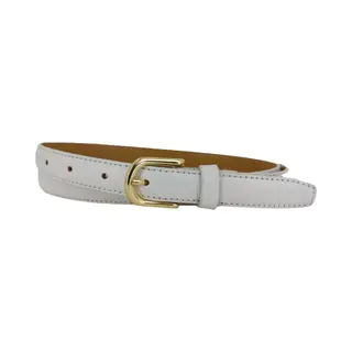 Lederriemen Leren Dames Riem Rondgestikt | Kleur, Wit | 2cm Breed | Gouden Gesp | Riemmaat, 115cm (totale Lengte, 130cm) | 100% Echt Leer | Nikkelvrije Gesp