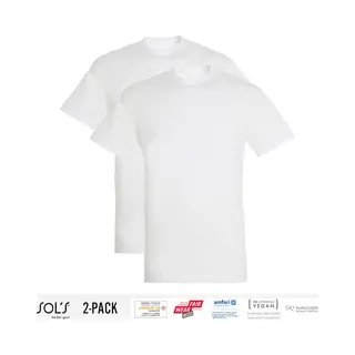 2 Pack Sol's Heren T-Shirt 100% Biologisch Katoen Ronde Hals Wit Maat Xl