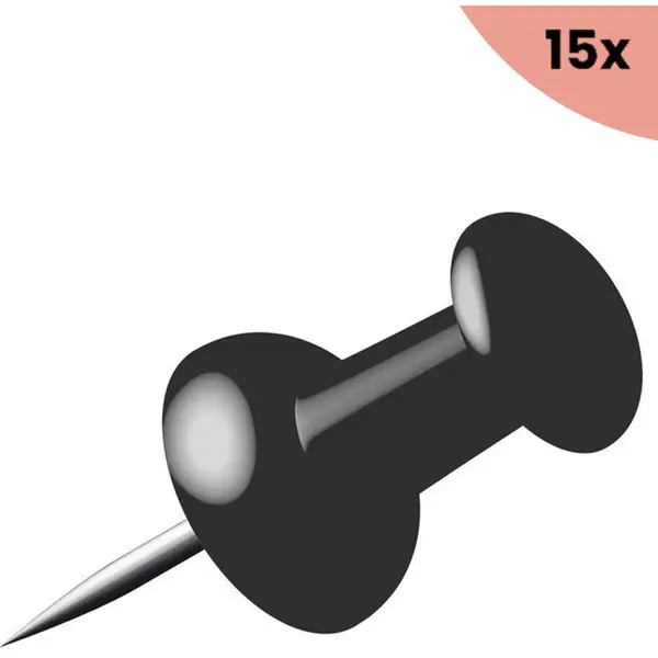 15x Pushpins Alco Doosje A 40 Stuks Zwart thumbnail
