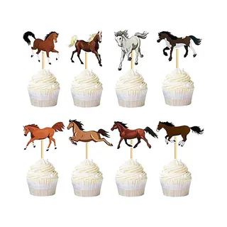 8 Cupcake Toppers Met Diverse Paarden Afbeeldingen - Cupcake - Taart - Paard - Verjaardag - Taarttopper - Cupcaketopper