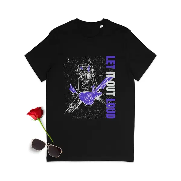 Stanley/Stella Gitaar Tijger T Shirt - Rock T-shirt - Muziek Tshirt - T Shirt Met Print Heren - Tshirt Met Opdruk Dames - Muziek Quote Mannen Vrouwen T Shirt - thumbnail
