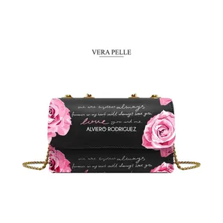 Puro Lino Eco Gerecycled Leer Hand Tas - Voorgevormd - Goeden Ketting Schouder Riem - Roze Lux Patroon