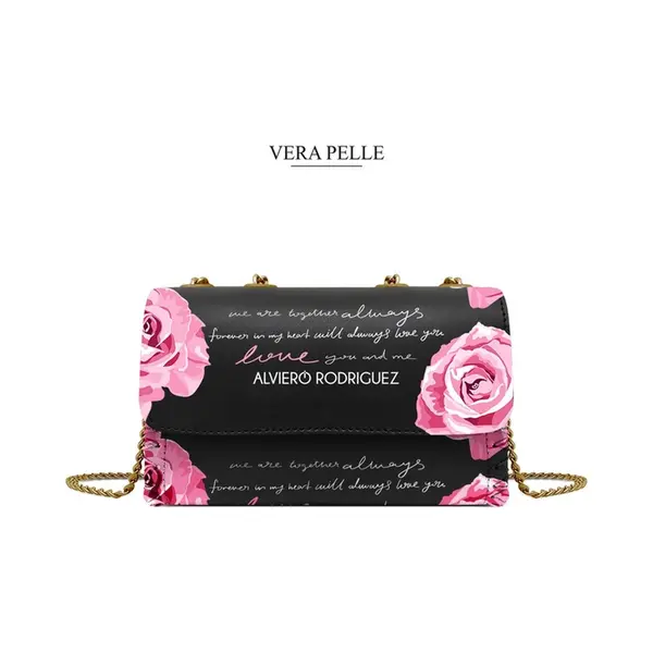 Puro Lino Eco Gerecycled Leer Hand Tas - Voorgevormd - Goeden Ketting Schouder Riem - Roze Lux Patroon thumbnail