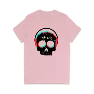 Stanley/Stella T Shirt Heren Dames - Dj Skull Grafische Print Opdruk - Roze - Maat Xl