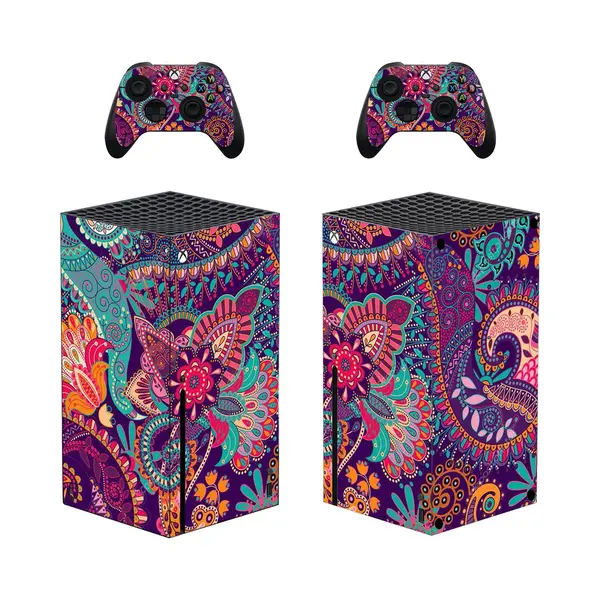 Xbox Series X Geschikt Voor - Console Skin - Floral Fantasy - 1 Console En 2 Controller Stickers thumbnail