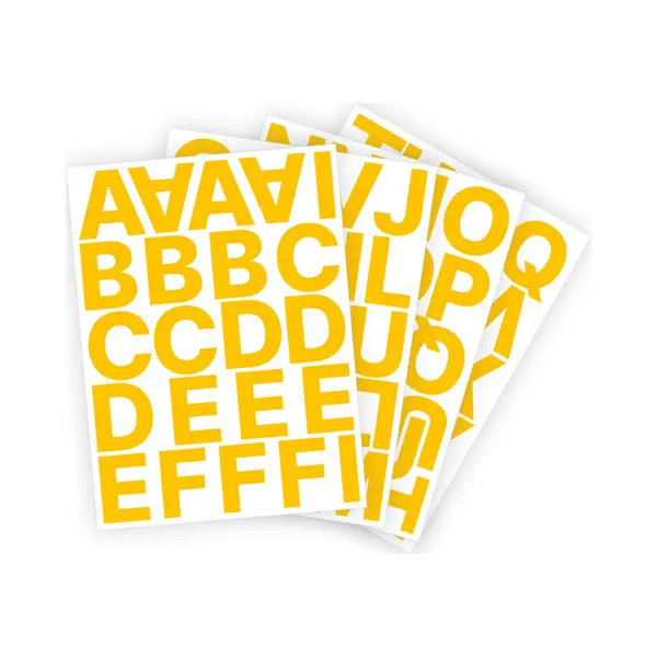 Stickey Letter Stickers / Plakletters - Stickervellen Set - Geel - 5cm Hoog - Geschikt Voor Binnen En Buiten - Standaard Lettertype - Glans thumbnail