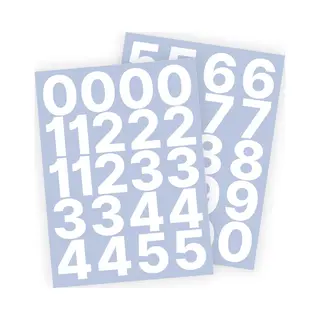 Stickey Cijfer Stickers / Plaknummers - Stickervellen Set - Wit - 5cm Hoog - Geschikt Voor Binnen En Buiten - Standaard Lettertype - Glans