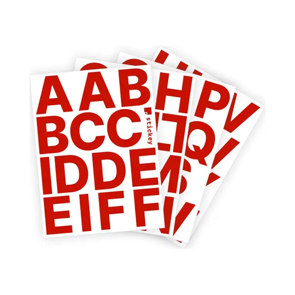 Stickey Letter Stickers / Plakletters - Stickervellen Set - Rood - 6cm Hoog - Geschikt Voor Binnen En Buiten - Standaard Lettertype - Glans thumbnail