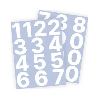 Stickey Cijfer Stickers / Plaknummers - Stickervellen Set - Wit - 6cm Hoog - Geschikt Voor Binnen En Buiten - Standaard Lettertype - Glans