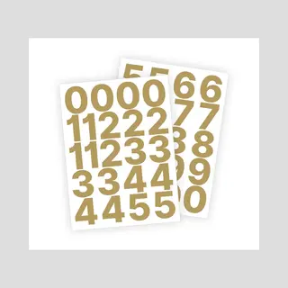 Stickey Cijfer Stickers / Plaknummers - Stickervellen Set - Metallic Goud - 5cm Hoog - Geschikt Voor Binnen En Buiten - Standaard Lettertype - Mat