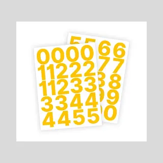 Stickey Cijfer Stickers / Plaknummers - Stickervellen Set - Geel - 5cm Hoog - Geschikt Voor Binnen En Buiten - Standaard Lettertype - Mat