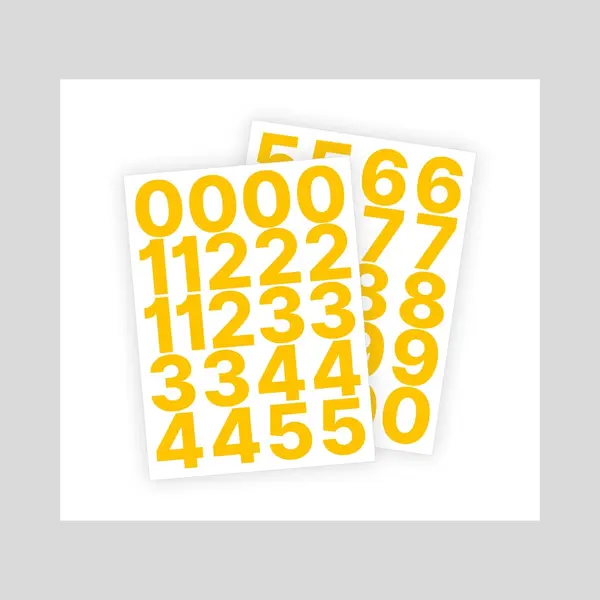 Stickey Cijfer Stickers / Plaknummers - Stickervellen Set - Geel - 5cm Hoog - Geschikt Voor Binnen En Buiten - Standaard Lettertype - Mat thumbnail