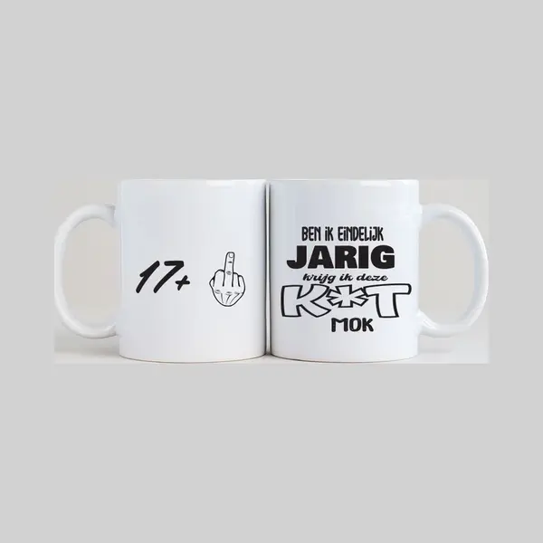 Luneno 18 Jaar 2 Mokken Verjaardag + Ben Ik Eindelijk Jarig Krijg Ik Deze K*t Mok - Verjaardag - Jarig - Cadeau - Grappig thumbnail