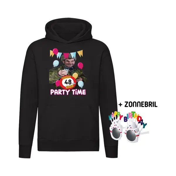 Sol's Party Time 48 Jaar Hoodie + Happy Birthday Bril - Feest - Verjaardag - Jarig - 48e Verjaardag - Grappig - Unisex - Trui - Sweater - Capuchon thumbnail