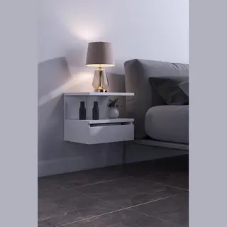 Dekorfim Nachtkastje Met Klep| Nachkast| Modern| Stijlvol| Functioneel| Maat 40x33.5x30.5 Cm | Wit