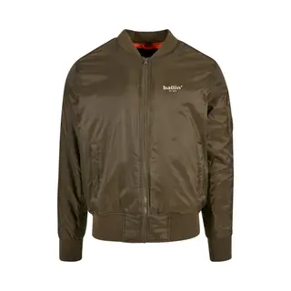 Heren Jas Zomer Met Ballin Est. 2013 Bomber Jack Print - Groen - Maat L