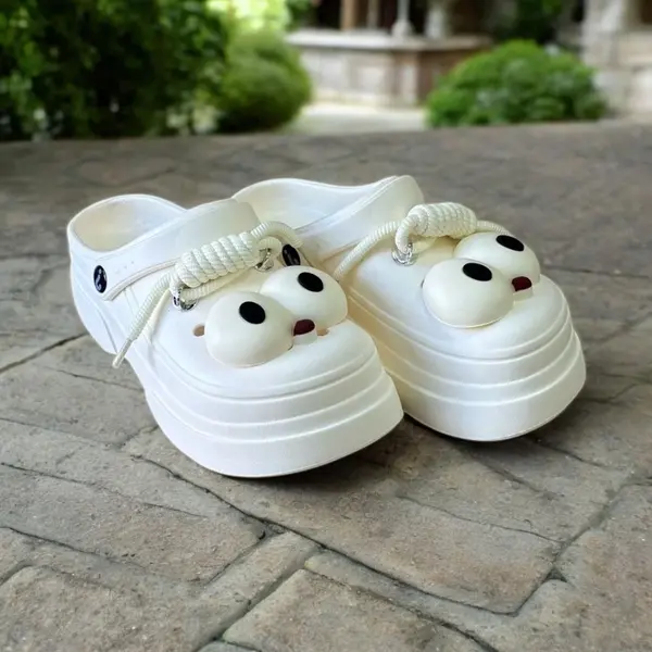 Ekselans Ek-178 – Siliconen Slippers Met Oogjes – Maat 37/38 – Hoge Zool – Wit thumbnail