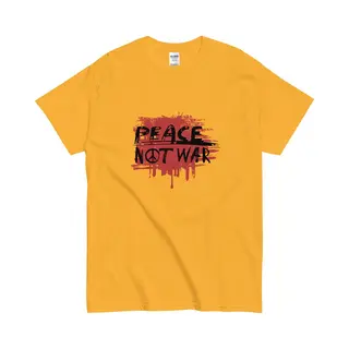 Gildan Graffiti Print T Shirt Vrede Tegen Oorlog - Streetwear Stijl - Dames Heren - Geel - L