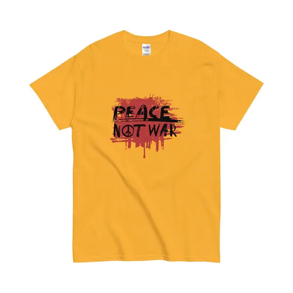 Gildan Graffiti Print T Shirt Vrede Tegen Oorlog - Streetwear Stijl - Dames Heren - Geel - L thumbnail