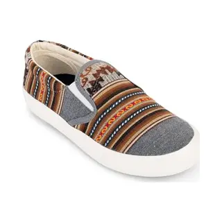Inkkas London Sky Dames Vegan Slip On – Comfortabele Slip-on Sneaker Van Peruaanse Stof – Grijs/taankleur – Lichtgewicht & 100% Vegan, Maat 42