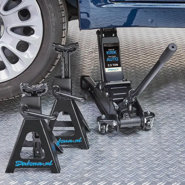 Datona Autokrik - Laag Model Garagekrik Met Assteunen 2, 5 Ton - 9 Cm thumbnail