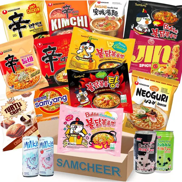 K-Ramen Samcheer Korean Ramen Noodles Box - Samyang Buldak, Nongshim Kimchi, Carbonara - 20-delig thumbnail
