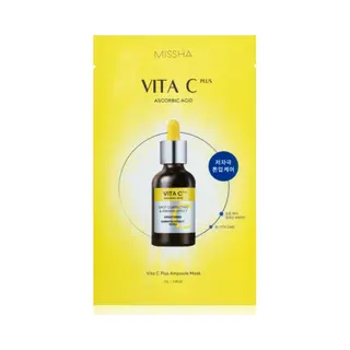 Missha Vita C Plus Ampoule Gesichtsmaske, Mit Vitamin C Für Strahlende Haut, Revitalisierung Und Leuchtkraft, Tiefe Feuchtigkeitsversorgung, Packung