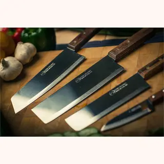 [ #172 ] Kiwi Thailand Kochmesser Mit Holzgriff 28cm / Messer, Holzfarbe, silber