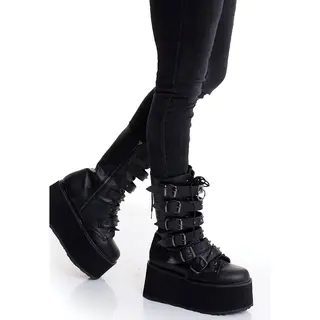 DemoniaCult - Damned-225 Plateau Laarzen - Us 7 - 37 Shoes - Zwart