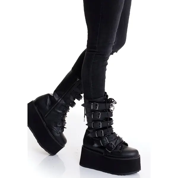 DemoniaCult - Damned-225 Plateau Laarzen - Us 12 - 42 Shoes - Zwart thumbnail