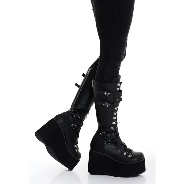 DemoniaCult - Kera-200 Plateau Laarzen - Us 12 - 42 Shoes - Zwart thumbnail