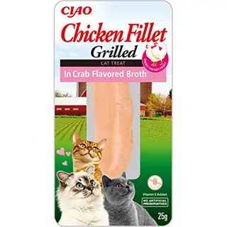 Grilled Chicken Fillet In Crab Flavoured Broth By Inaba - 1 Pack (25g Total) / Cat Treat, Delicious & Healthy Snack, Food Topper, Pill Assist,