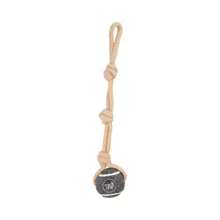 Minus One Dog Tennisbal Met Touw - Stevig Hondenspeelgoed - Apporteerspeelgoed - Single Grey - Grijs