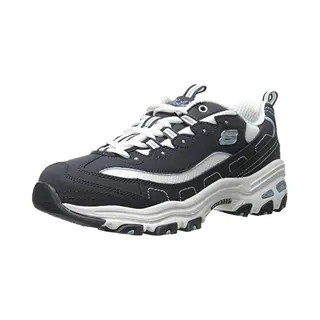 Skechers Women's D'lites-biggest Fan Trainers, Navy Trubuck/ White Mesh/ Carolina Blue Trim, 7 Uk