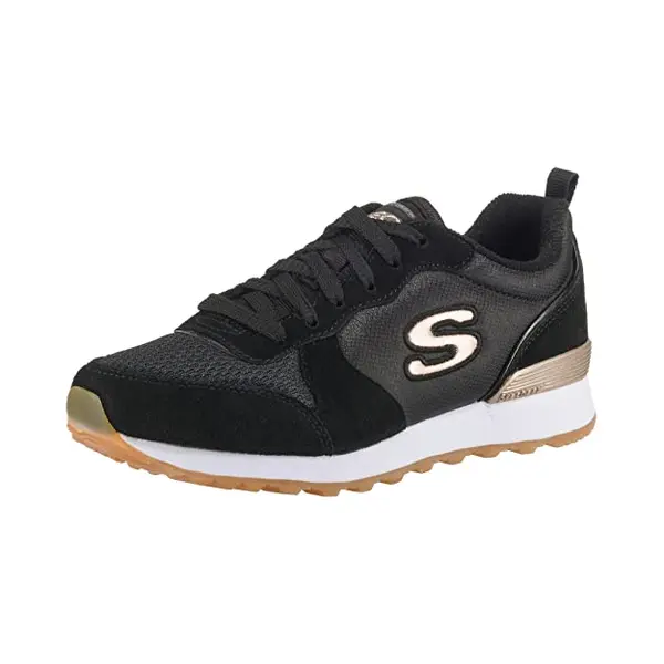 Skechers Women's Og 85 Gold'n Gurl Trainers, Black Suede Nylon Mesh Rose Gold Trim, 6.5 Uk thumbnail